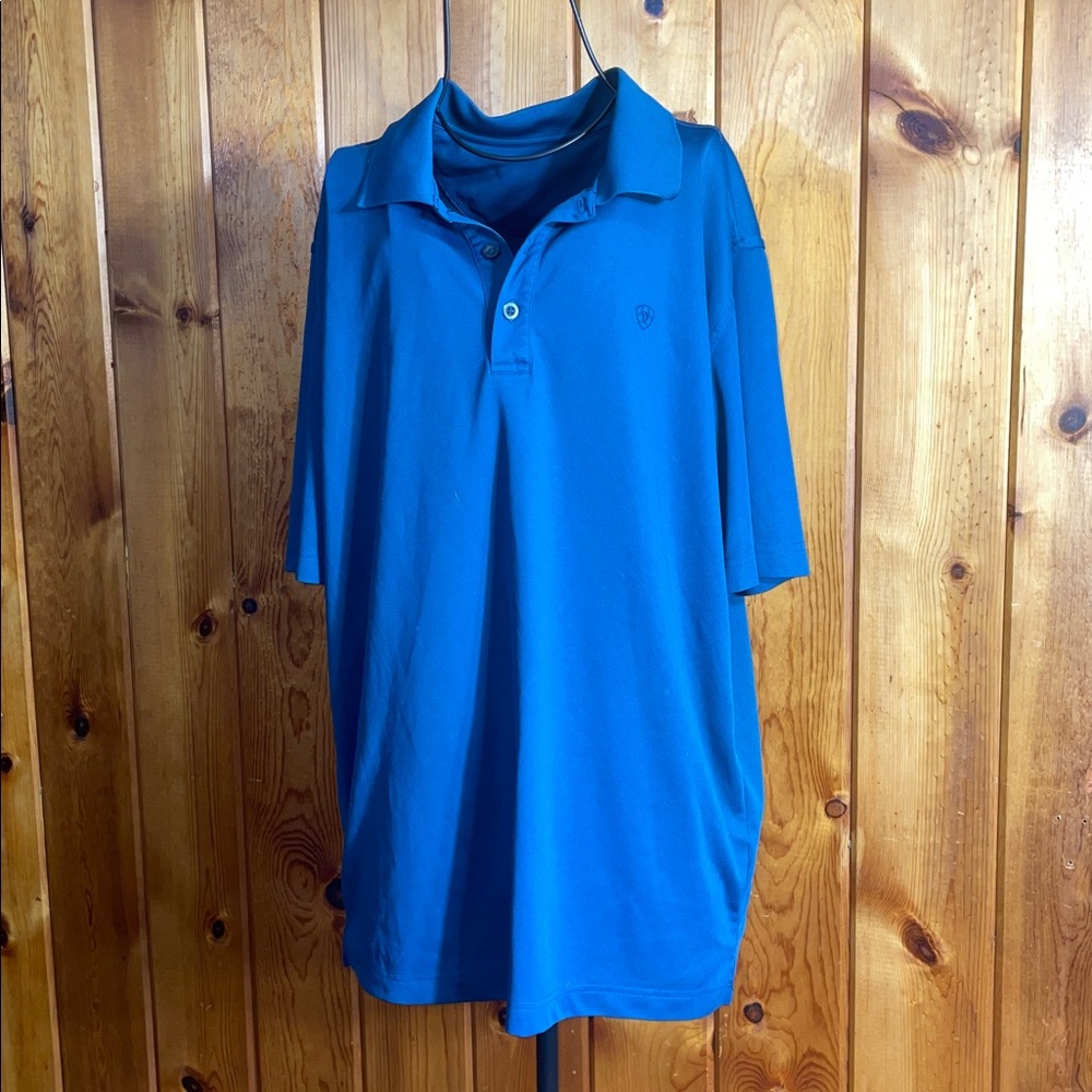 Ariat Men's TEK Short Sleeve Polo skyfall men’s work wear/western/golf button up - Picture 3 of 11